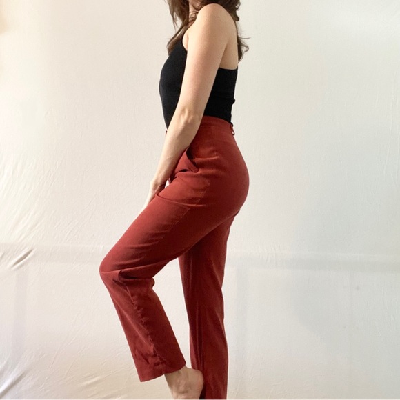 Vintage Draper’s & Damon’s Women’s Rust High-Waist Orange Trousers Size 4P - Picture 3 of 11